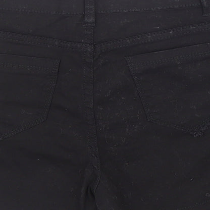 Preworn Womens Black Polyester Cut-Off Shorts Size M L3 in Regular Zip