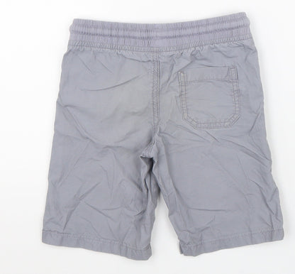 Marks and Spencer Boys Grey 100% Cotton Bermuda Shorts Size 5-6 Years Regular Drawstring