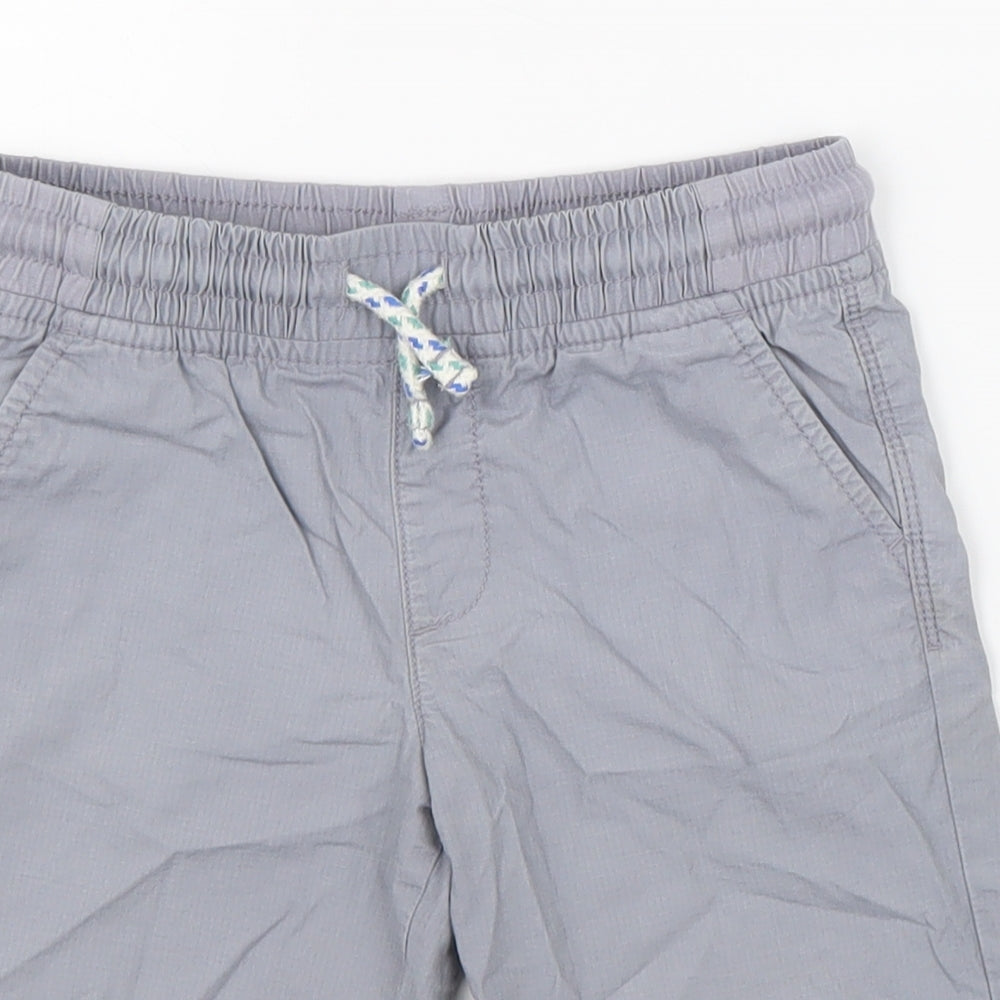 Marks and Spencer Boys Grey 100% Cotton Bermuda Shorts Size 5-6 Years Regular Drawstring