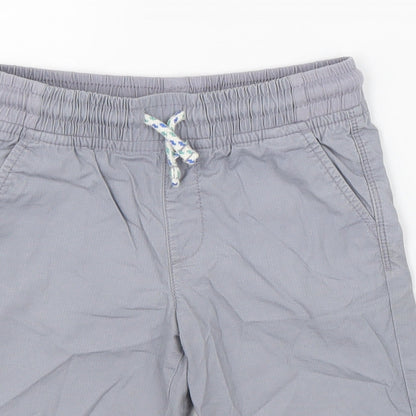Marks and Spencer Boys Grey 100% Cotton Bermuda Shorts Size 5-6 Years Regular Drawstring
