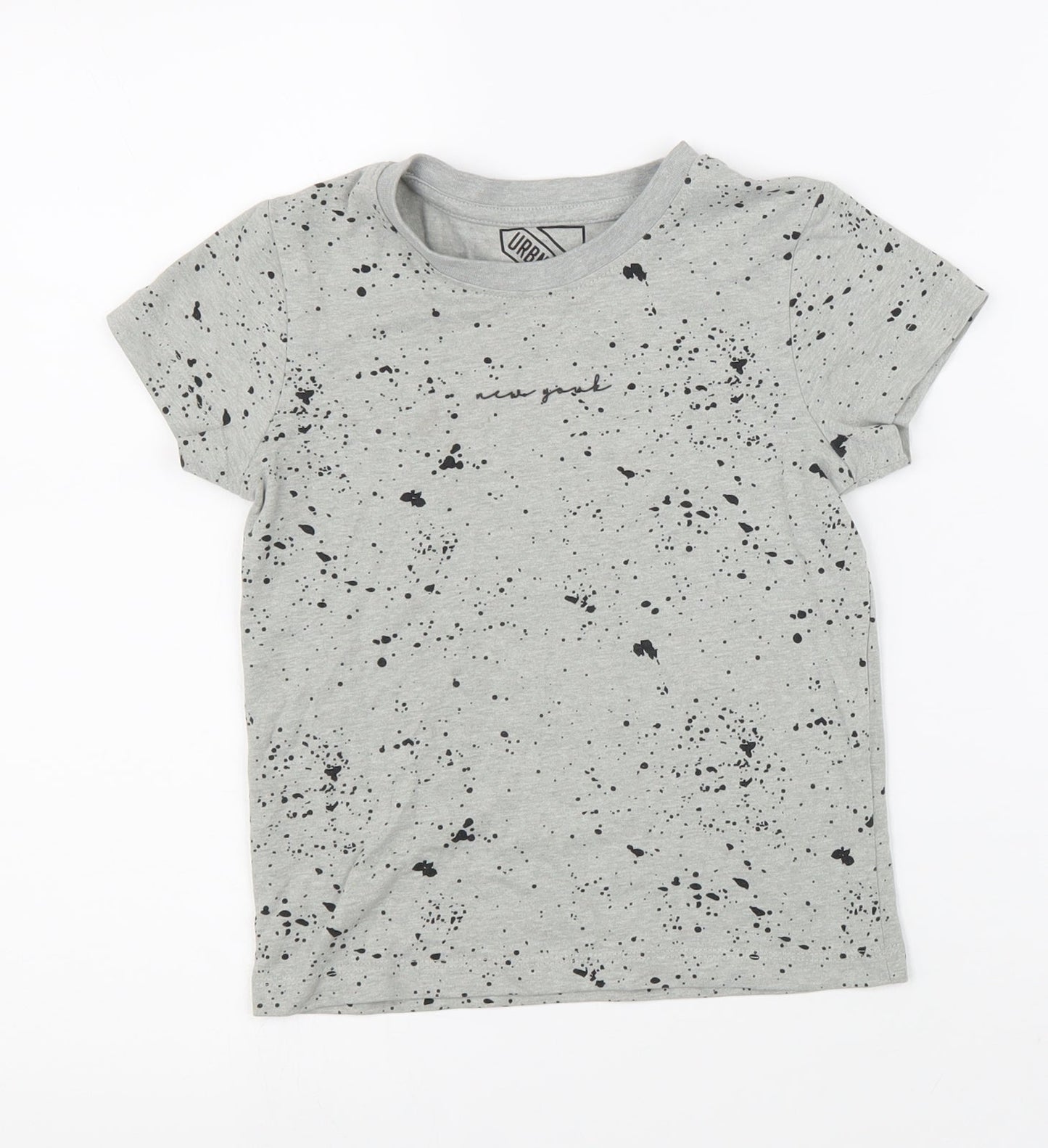Under Dept Boys Grey Geometric Cotton Basic T-Shirt Size 5 Years Round Neck