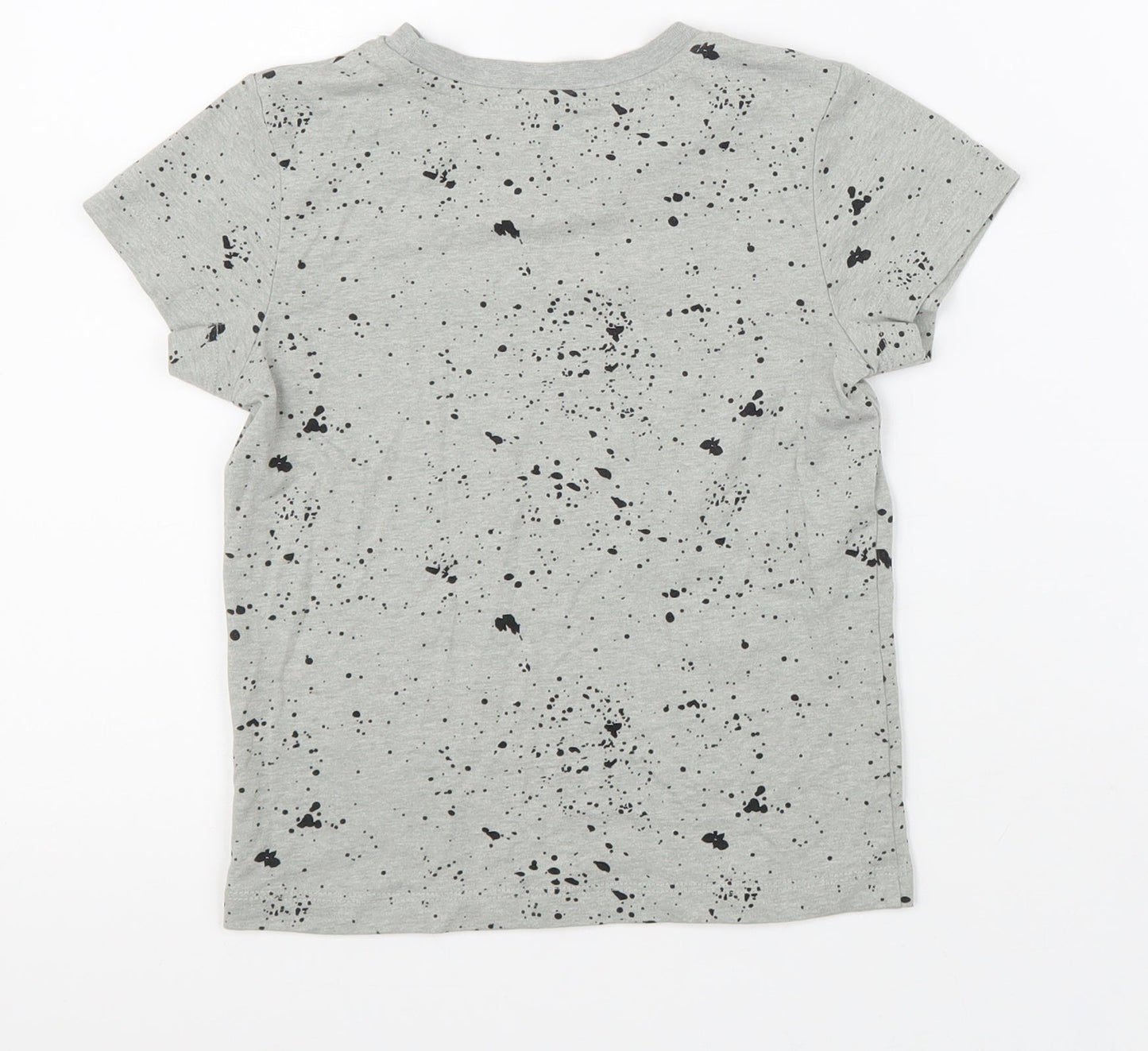 Under Dept Boys Grey Geometric Cotton Basic T-Shirt Size 5 Years Round Neck