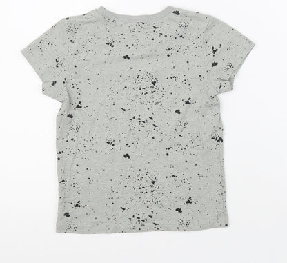 Under Dept Boys Grey Geometric Cotton Basic T-Shirt Size 5 Years Round Neck