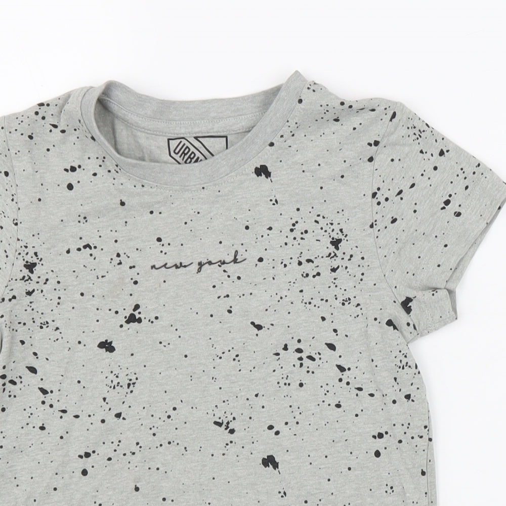 Under Dept Boys Grey Geometric Cotton Basic T-Shirt Size 5 Years Round Neck