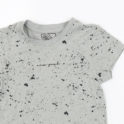 Under Dept Boys Grey Geometric Cotton Basic T-Shirt Size 5 Years Round Neck