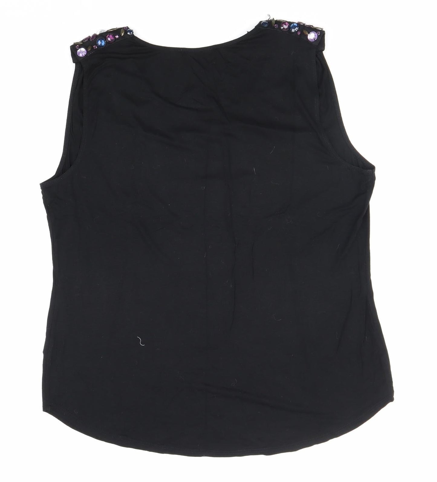 George Womens Black Herringbone Viscose Basic Blouse Size 16 Boat Neck