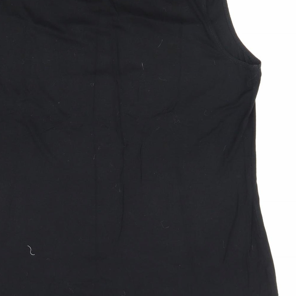 George Womens Black Herringbone Viscose Basic Blouse Size 16 Boat Neck