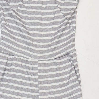 Preworn Womens Grey Striped Polyester Playsuit One-Piece Size S Zip