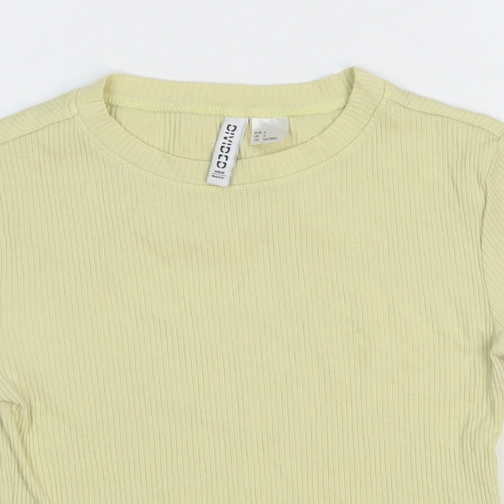 Womens UK Size 6 Divided Yellow Basic T-Shirt
