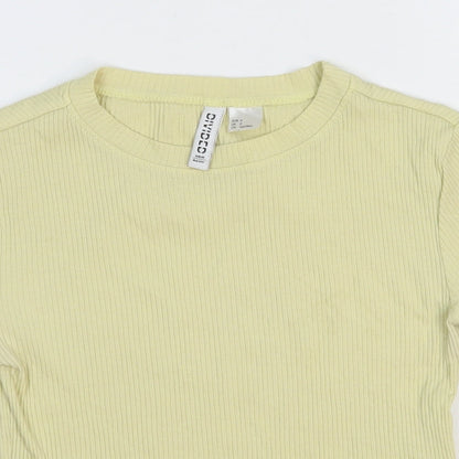 Womens UK Size 6 Divided Yellow Basic T-Shirt