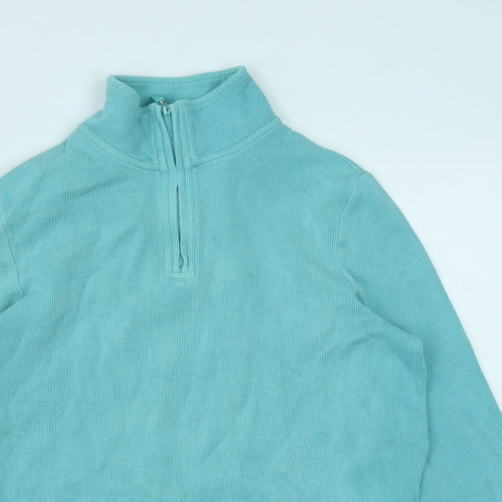 Preworn Womens Blue Cotton Pullover Sweatshirt Size 10 Zip