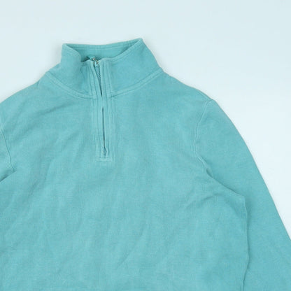 Preworn Womens Blue Cotton Pullover Sweatshirt Size 10 Zip