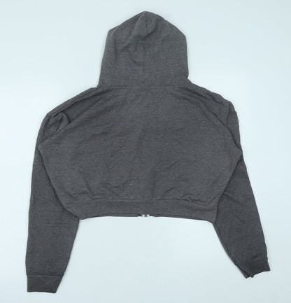 Topshop Womens Grey Cotton Full Zip Hoodie Size 12 Zip