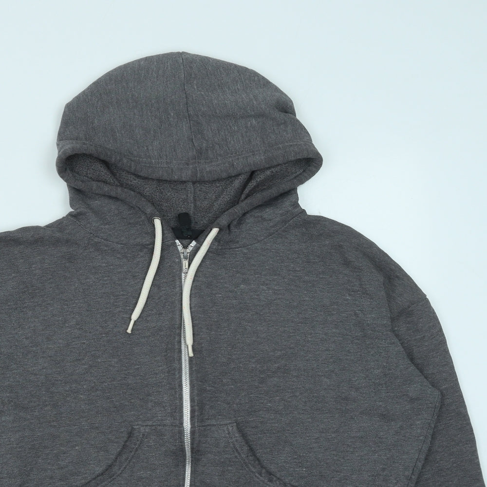 Topshop Womens Grey Cotton Full Zip Hoodie Size 12 Zip