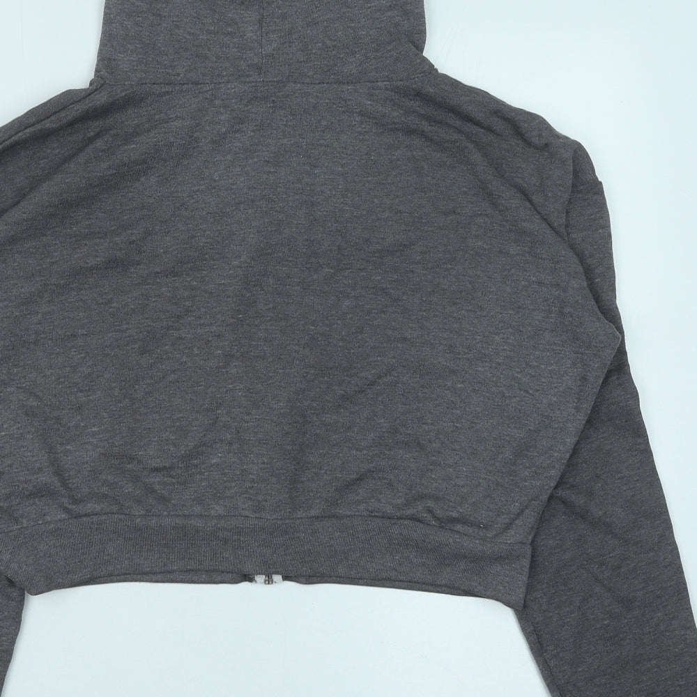 Topshop Womens Grey Cotton Full Zip Hoodie Size 12 Zip