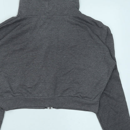 Topshop Womens Grey Cotton Full Zip Hoodie Size 12 Zip