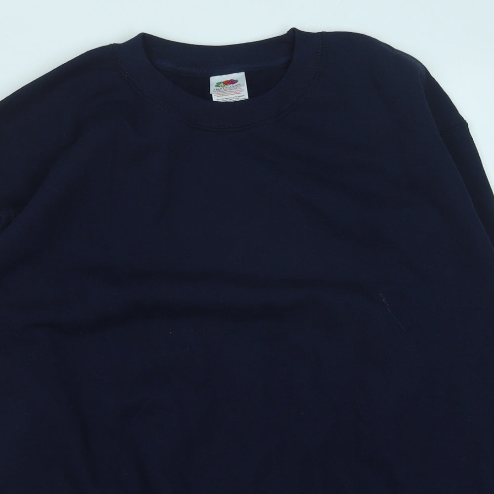 Fruit of the Loom Boys Blue Cotton Pullover Sweatshirt Size 14-15 Years Pullover