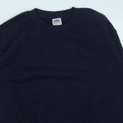 Fruit of the Loom Boys Blue Cotton Pullover Sweatshirt Size 14-15 Years Pullover