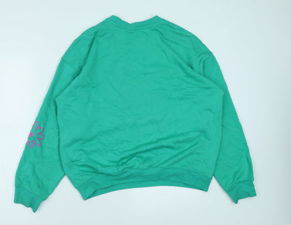 H&M Womens Green Cotton Pullover Sweatshirt Size XS Pullover - Fun Times Ahead