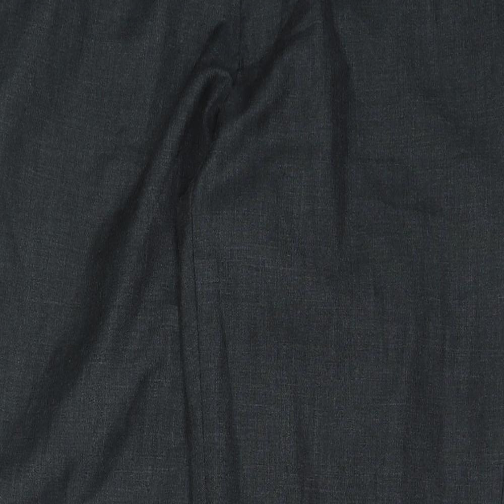 Preworn Mens Grey Polyester Trousers Size 32 in Regular Hook & Eye