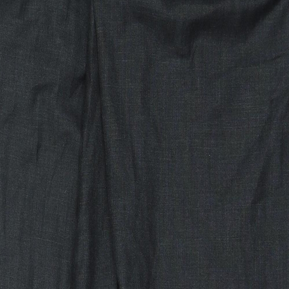 Preworn Mens Grey Polyester Trousers Size 32 in Regular Hook & Eye