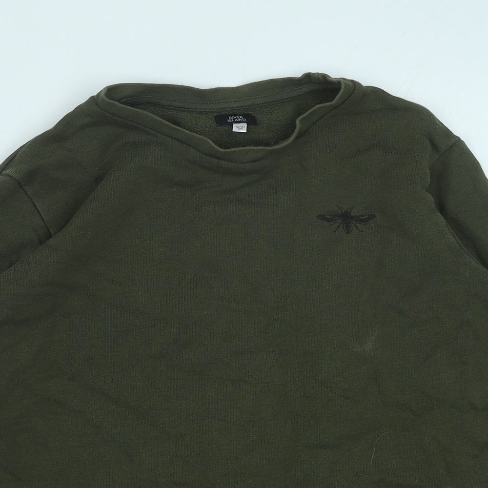 River Island Boys Green Cotton Pullover Sweatshirt Size 9-10 Years Pullover