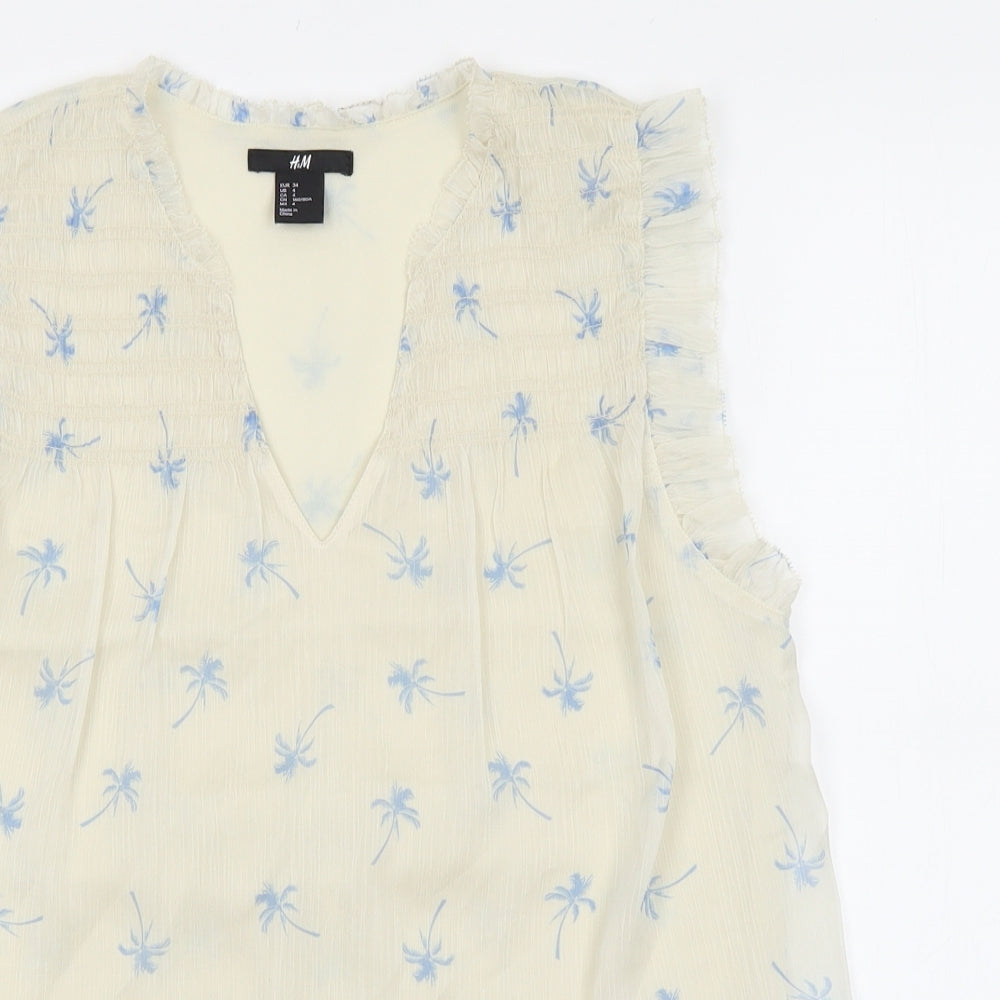 Womens UK Size 4 H&M Ivory Basic Blouse