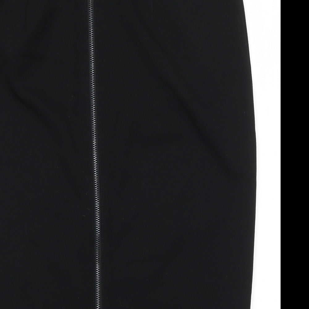 Marks and Spencer Womens Black Polyester Straight & Pencil Skirt Size 30 Zip