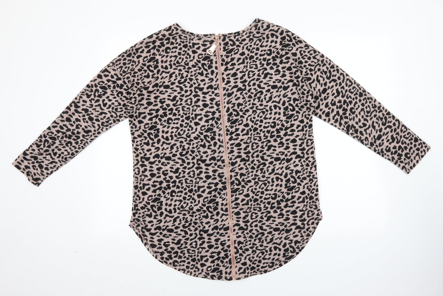 Quiz Womens Pink Animal Print Cotton Basic T-Shirt Size M Round Neck - Leopard Print