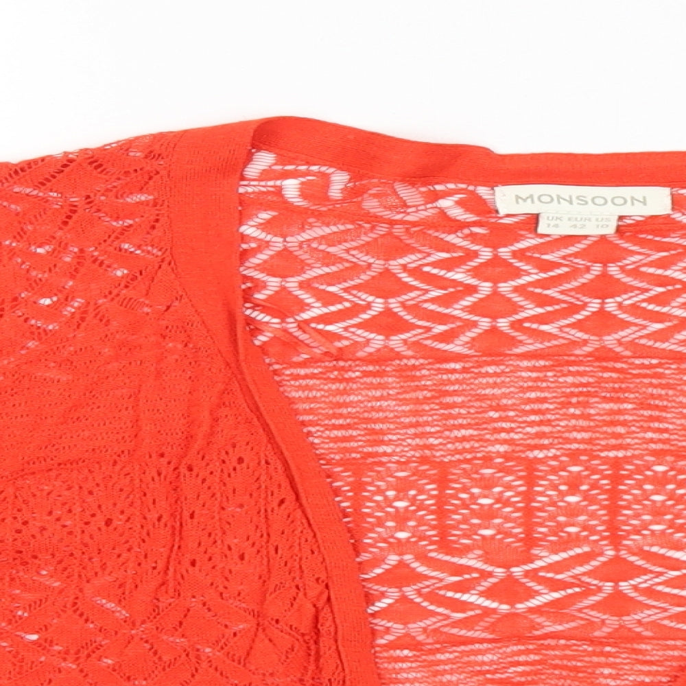 Womens UK Size 14 Monsoon Red Cardigan Jumper