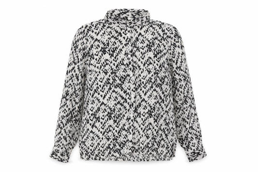 Divided Womens Black Geometric Viscose Basic Button-Up Size 4 Collared