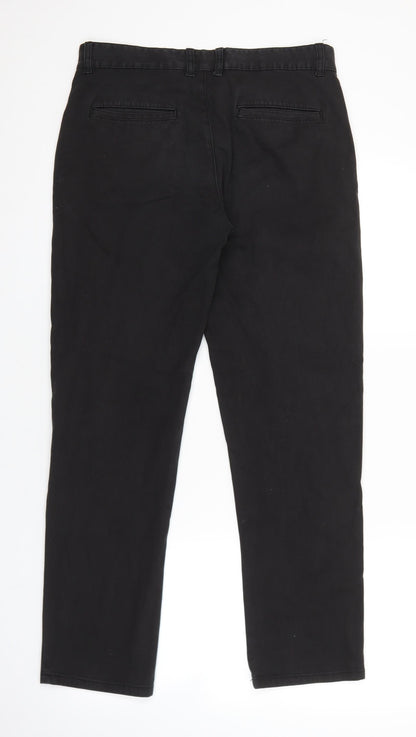 Denim & Co. Womens Black Cotton Straight Jeans Size 30 in L30 in Regular Button