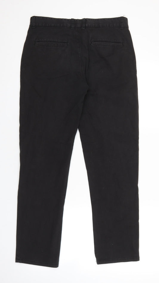 Denim & Co. Womens Black Cotton Straight Jeans Size 30 in L30 in Regular Button