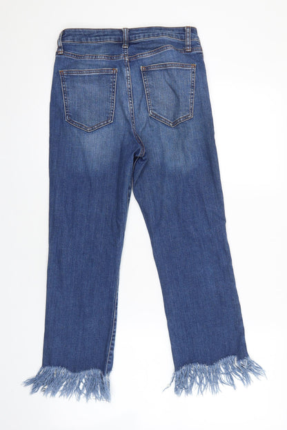 Topshop Womens Blue Cotton Straight Jeans Size 28 L30 in Regular Zip