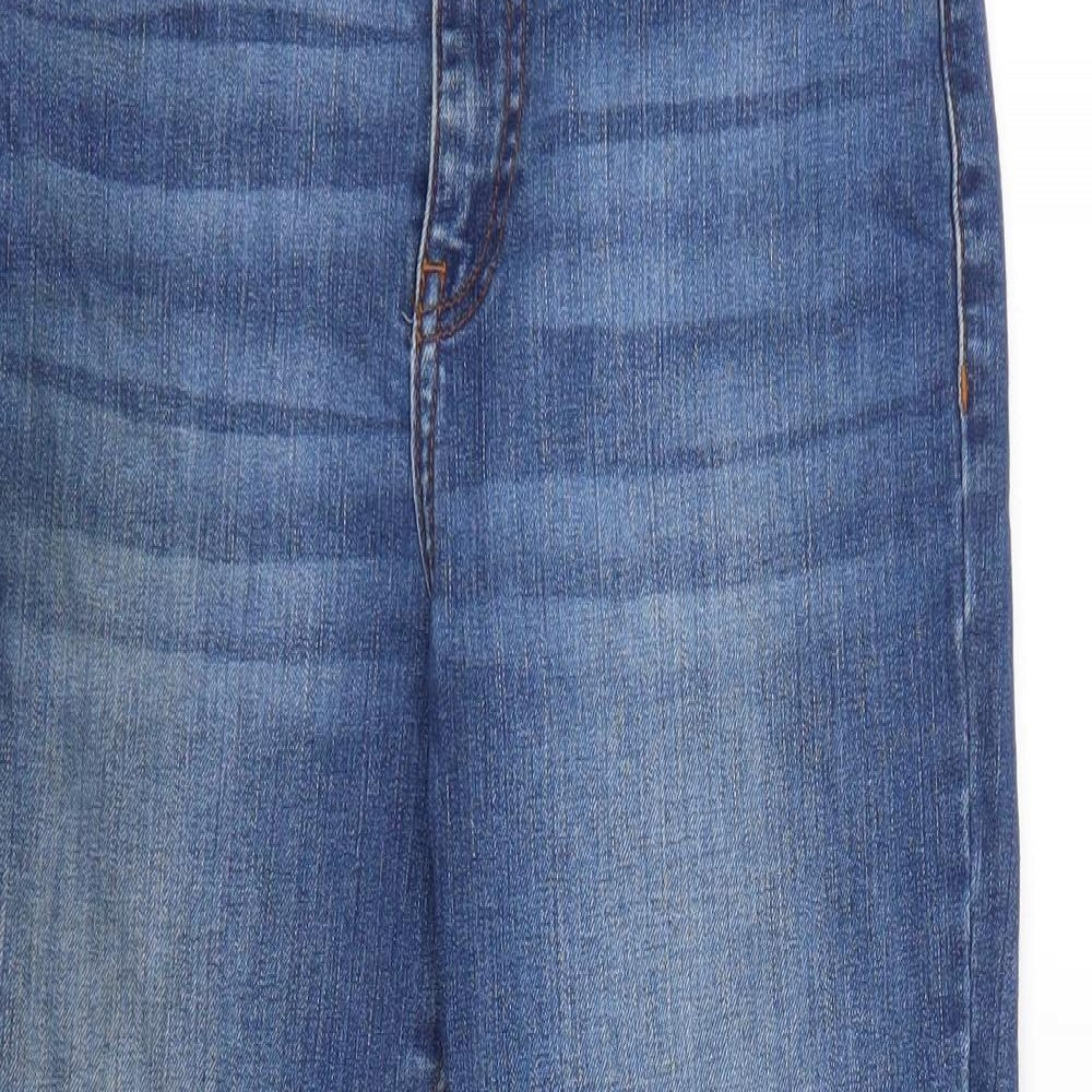 Topshop Womens Blue Cotton Straight Jeans Size 28 L30 in Regular Zip