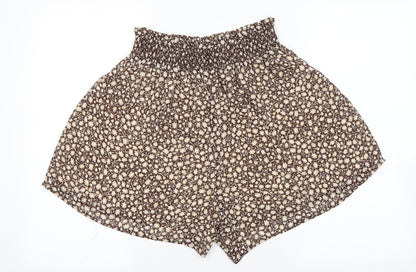 H&M Womens Brown Floral Polyester Paperbag Shorts Size M L4 in Regular Pull On