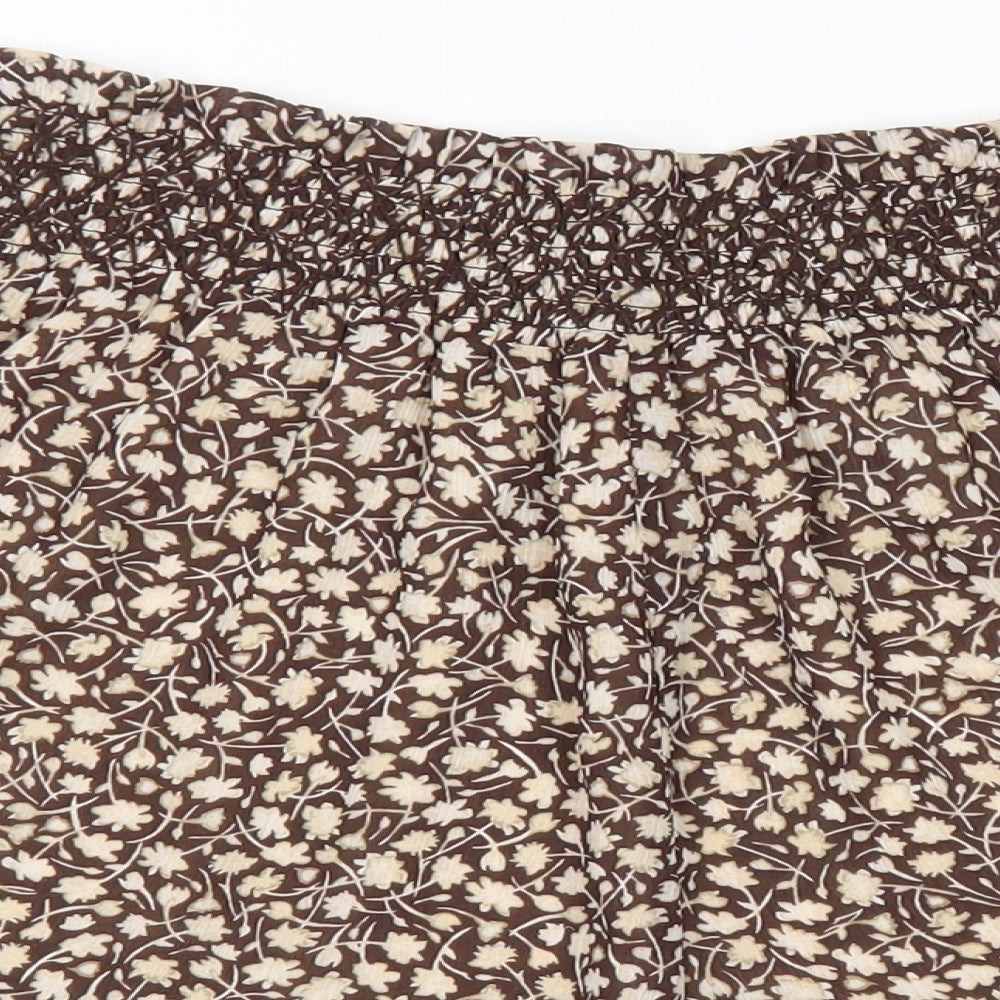 H&M Womens Brown Floral Polyester Paperbag Shorts Size M L4 in Regular Pull On