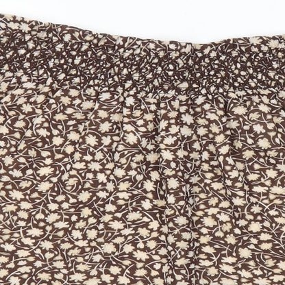 H&M Womens Brown Floral Polyester Paperbag Shorts Size M L4 in Regular Pull On