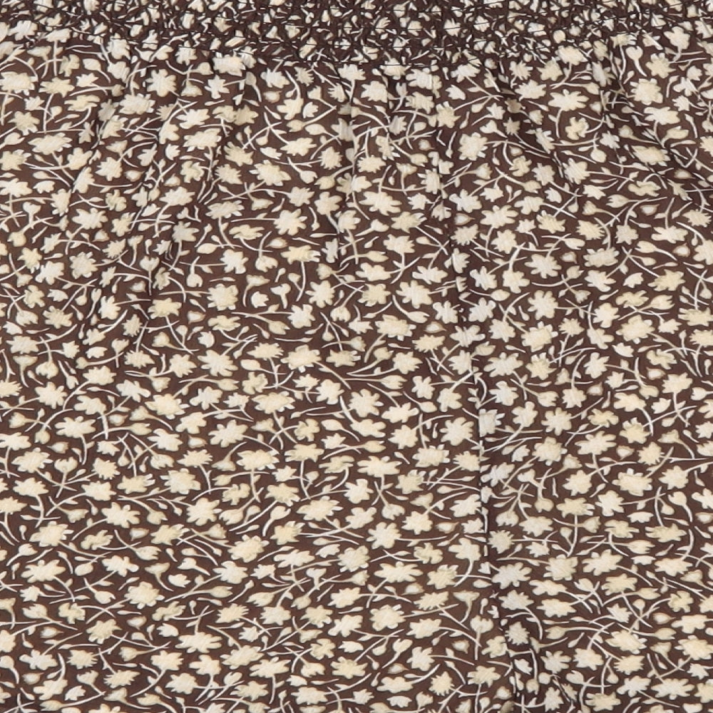 H&M Womens Brown Floral Polyester Paperbag Shorts Size M L4 in Regular Pull On