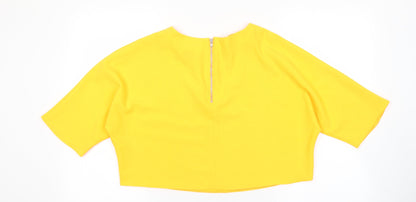 Miss Selfridge Womens Orange Polyester Cropped Blouse Size 12 Round Neck