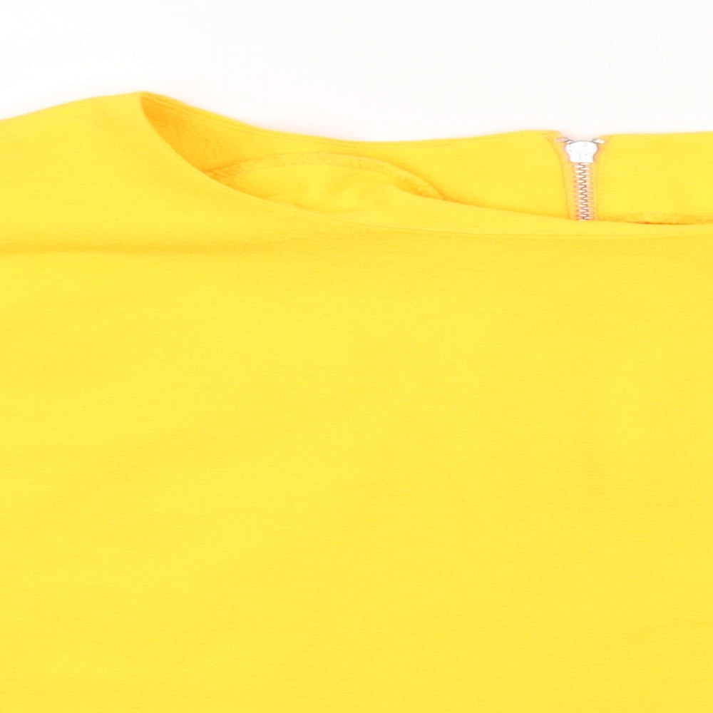 Miss Selfridge Womens Orange Polyester Cropped Blouse Size 12 Round Neck