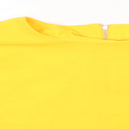 Miss Selfridge Womens Orange Polyester Cropped Blouse Size 12 Round Neck