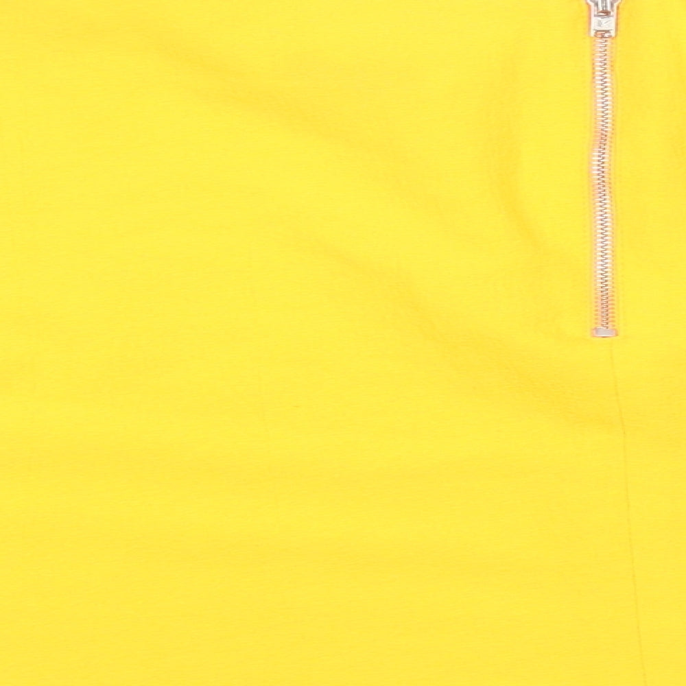 Miss Selfridge Womens Orange Polyester Cropped Blouse Size 12 Round Neck