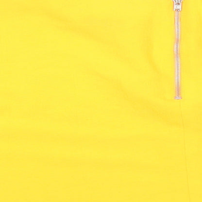 Miss Selfridge Womens Orange Polyester Cropped Blouse Size 12 Round Neck