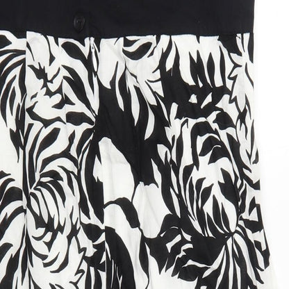 NEXT Womens Black Floral 100% Cotton Mini Size 8 Square Neck Button