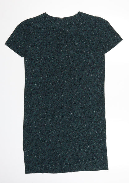 IKKS Womens Green Animal Print Polyester T-Shirt Dress Size 34 V-Neck Pullover