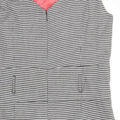 F&F Womens Black Geometric Polyester Shift Size 16 V-Neck Zip