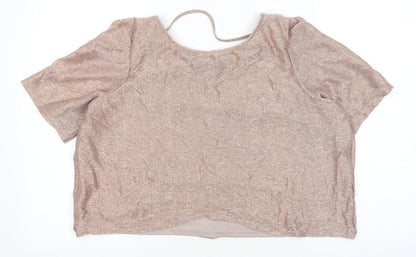 Womens UK Size 14 River Island Pink Cropped T-Shirt