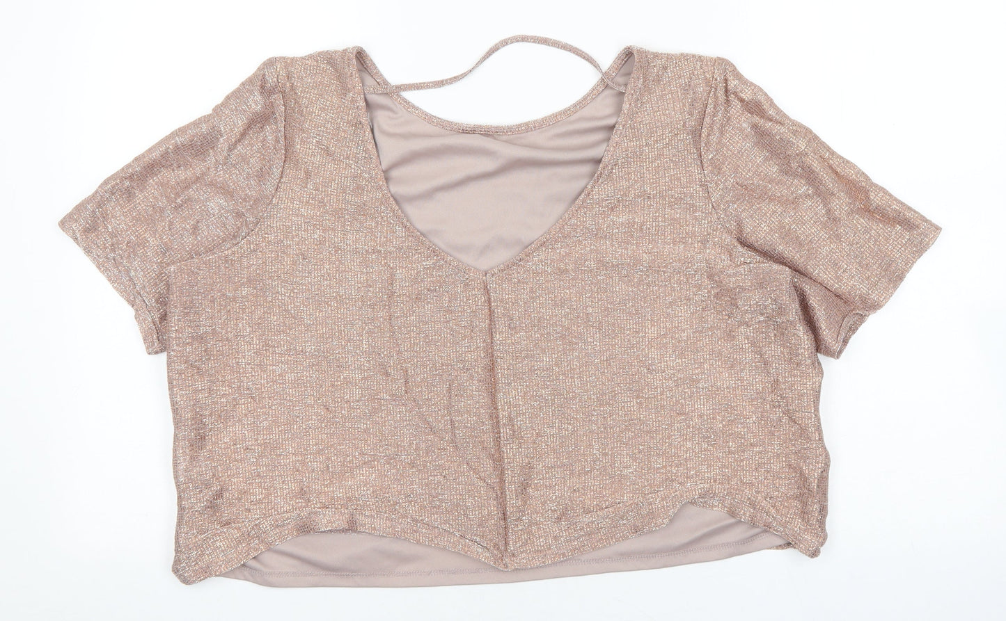 Womens UK Size 14 River Island Pink Cropped T-Shirt