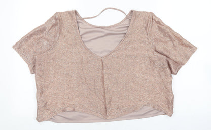 Womens UK Size 14 River Island Pink Cropped T-Shirt